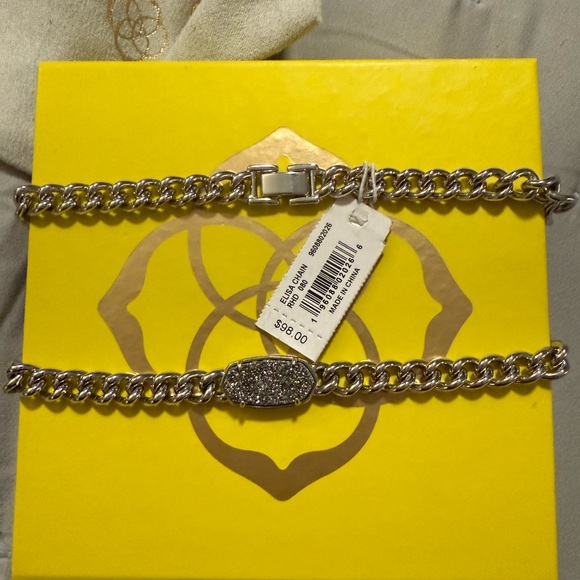 Kendra NWT Scott Silver Elisa Thick Chain Style Necklace with Platinum Druzy - Picture 4 of 8